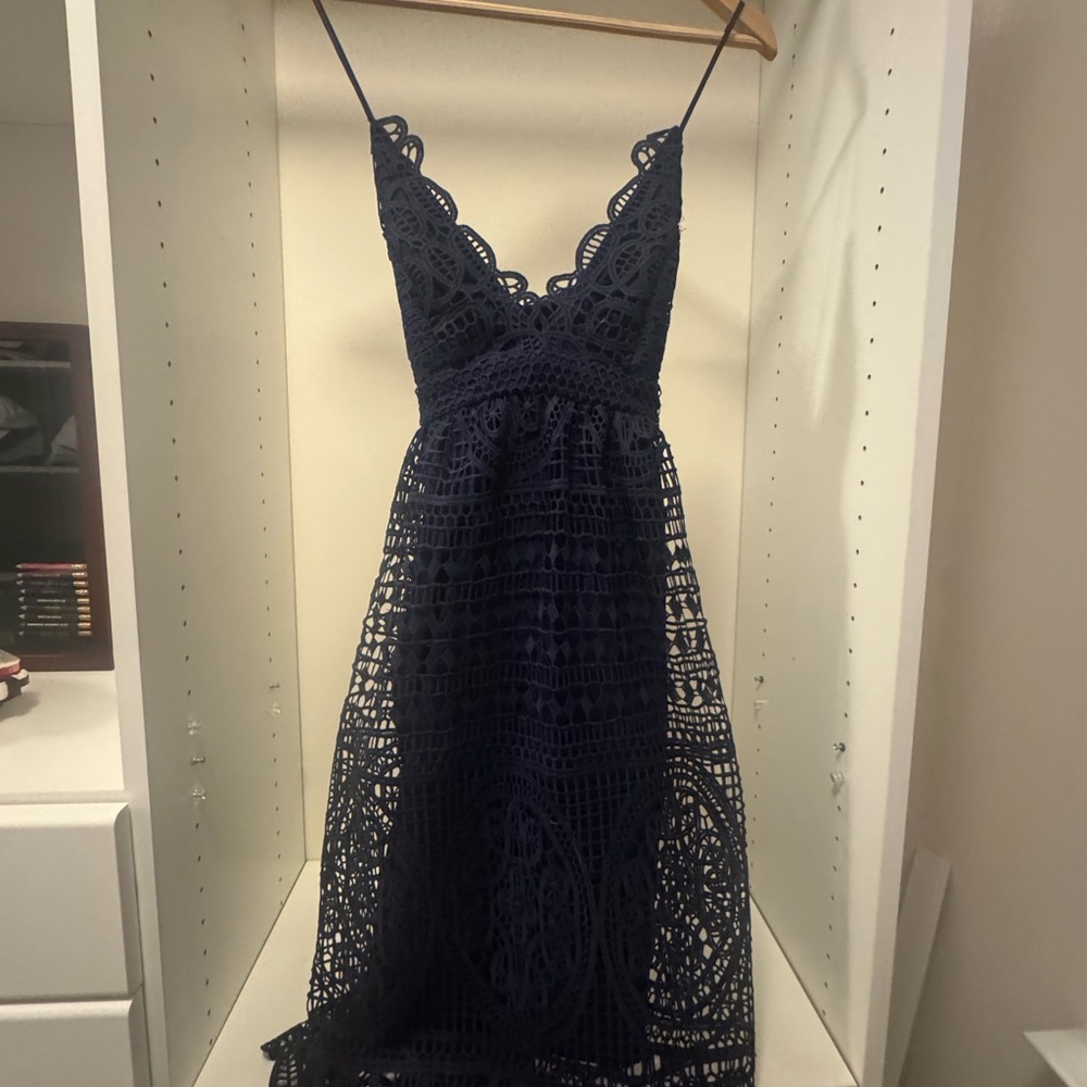 Elegant Navy Lace Dress